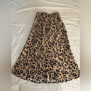 Cheetah A-Line Satin Skirt